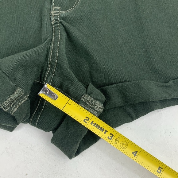 Hollister Short Short Low Rise shorts Size 11/30 stretch Dark green rolled hem - Picture 8 of 10
